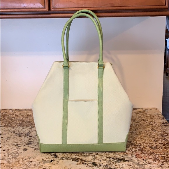 J. McLaughlin Handbags - J. McLaughlin Top-Handle handbag. Green-cream EUC.